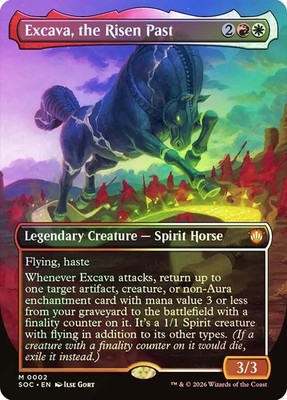 MTG FOIL Excava, the Risen Past Borderless - Secrets of Strixhaven Commander