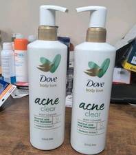 2 Dove Body Love Acne Clear Body Cleanser Salicylic Acid Bamboo 17.5 oz Wash