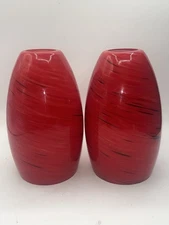 2 Art Glass Hanging Pendant Light Globe Red Swirl Replacement Shades 8”
