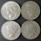Lot of Four 1923 $1 Peace Silver Dollars