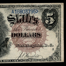 Five Dollar Legal Tender FR 78 Wood Chopper $5 1880 Large Brown Seal