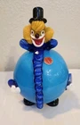 Vintage Murano Art Clown Hand Blown Glass Made In Italy Round BLUE BALL 7” In