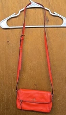 Modern Tomato Red Pebbled Leather Fold-over Flap Shoulder Bag by KATE SPADE NY