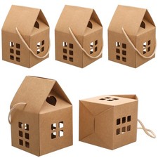 10PCS Paper Boxes Handheld Present Bags House Shaped Candy Boxes