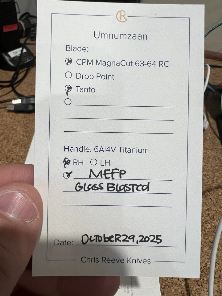 Chris Reeves CRK Glassblased Umnumzaan MEFP Monkey Edge Exc. MagnaCut Tanto NEW! - Image 3 of 4