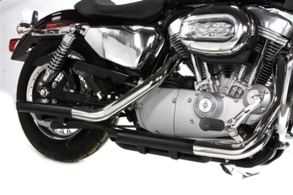Silenciadores deslizables negros V-Twin 30-0743 estilo tubo de arrastre de 2" para 04-13 Sportster Foto 4 de 4