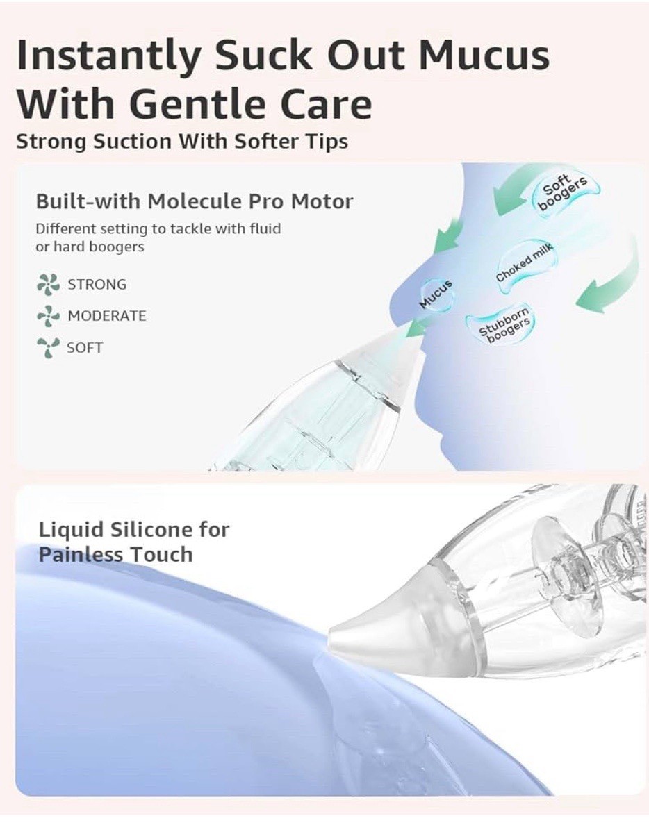 Nasal Aspirator for Baby, Electric Baby Nose Sucker with Powerful Suction Clean