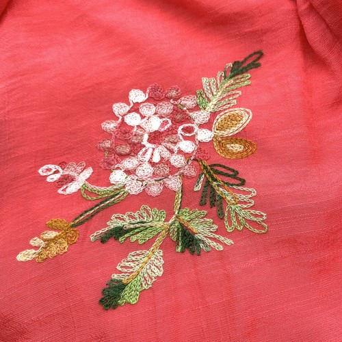 Hope Springs Embroidered Tunic Top Shirt Sheer Smocked Button 3/4 Sleeve Front L - Picture 11 of 16