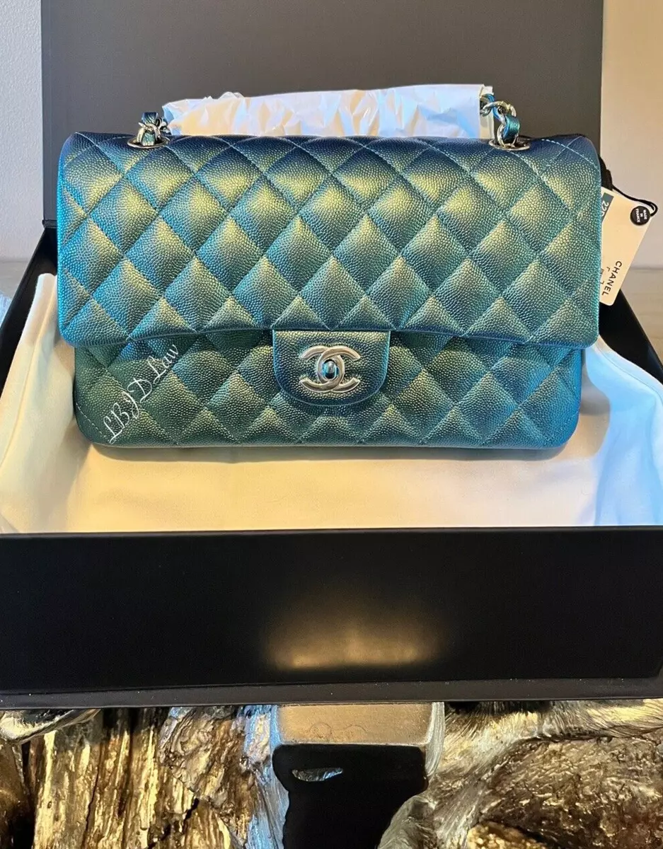 Chanel Blue Iridescent Quilted Calfskin Mini Flap Silver Hardware, 2021  Available For Immediate Sale At Sotheby's