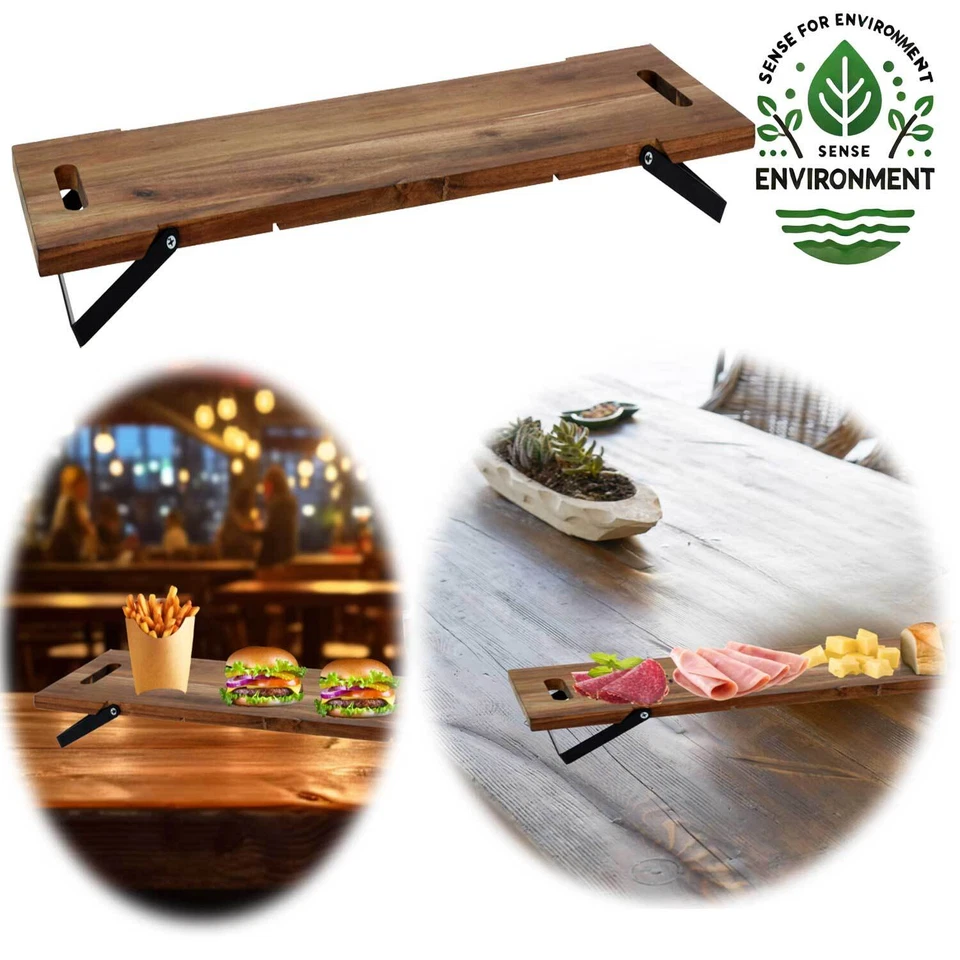 XXL Akazie Serviertablett 67cm klappbar Griff Tapas Holz Tablett Serviertisch