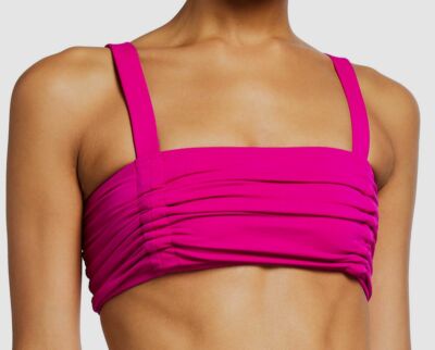 $211 OYE Women's Pink Stretch Alectrona Ruched Bikini Top Swimwear Size Small