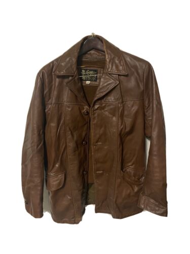 Vintage Sears Roebuck The Leather Shop Mens Store 38 Long Brown Jacket