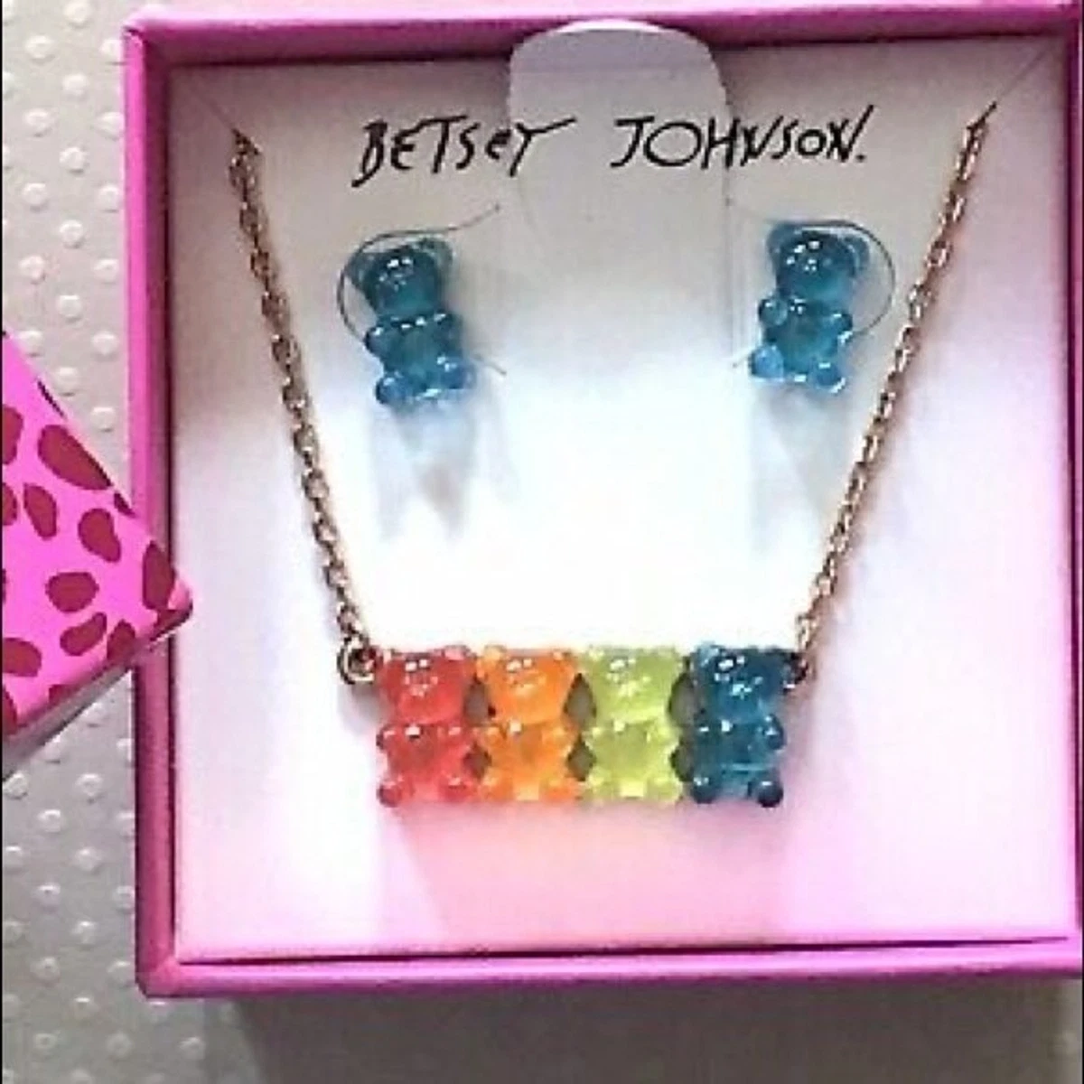 Betsey Johnson Gummy Bear Necklace and Earrings Set. eBay