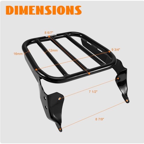 Black Sport Luggage Rack For Holdfast Sissy Bar Fit Harley FLDE FXBB FLHC S FXST - Picture 10 of 12