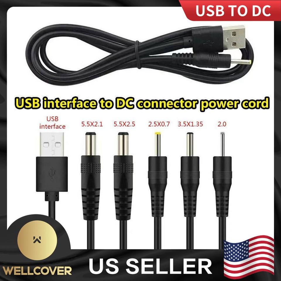 USB TO DC 2.0/2.5X0.7/3.5X1.35/5.5X2.5/5.5X2.1 5V DC Barrel Jack Plug Charging