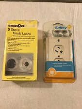 BabiesRUS 5 Stove Knob Locks Protection  Safety 1st Swivel Outlet Cover Set