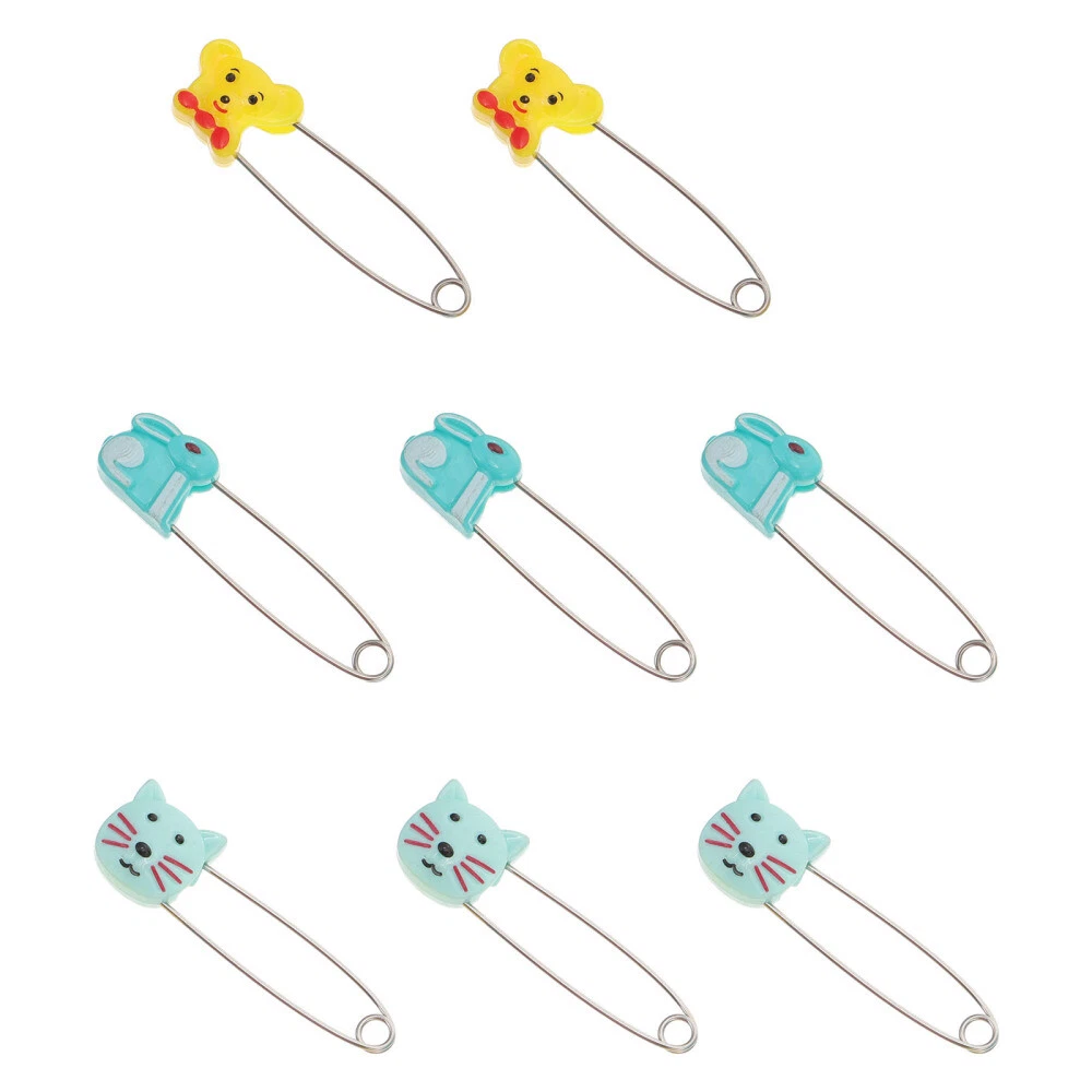 30pcs Plastic Head Safety Pin Long Safety Pin Animal Safety Pin Baby Diaper  Pin 