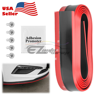 Universal Red/Black Rubber Front Bumper Lip Splitter Chin Spoiler Body Kit Trim