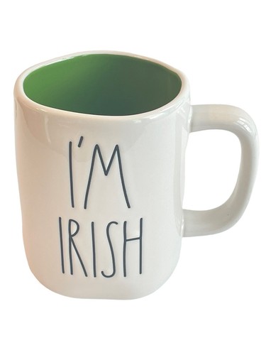 Magenta Rae Dunn I'm Irish Shamrock Clover St. Patrick's Day Green Lined Mug NEW - Picture 3 of 10