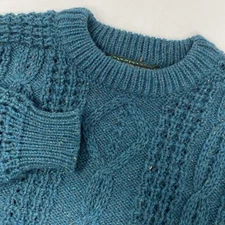 Flannery Knitwear Men's 100% Wool Green Handloomed Crew Neck Sweater