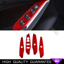 Window Lock Lift Panel Frame Trim 4* Fit For Mazda 6 Atenza 2017-2019 Bright Red