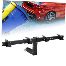 Dual Trash Can Hauler Hitch, Adjustable Wheeled with 2" Hitch Receiver black