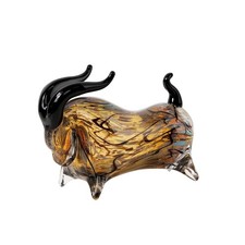 Stier-Glasskulptur modern Stierskulptur kompakt f&uuml;r Schreibtisch,
