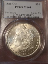 1881-CC Carson City Morgan Silver Dollar PCGS MS 64