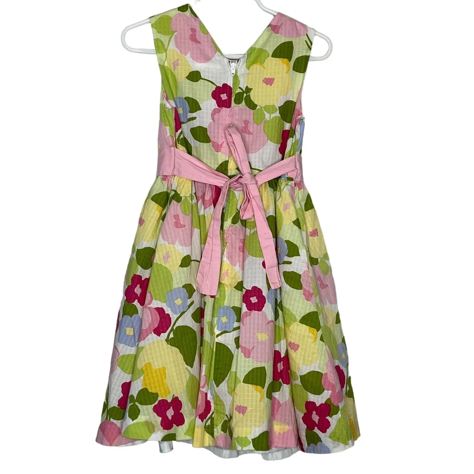 Vestido Crazy 8 Niñas Talla 5 Floral Sin Mangas Ajuste Acampanado Rosa Amarillo Primavera Pascua Foto 2 de 4