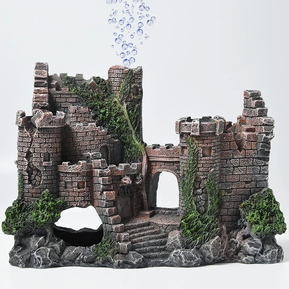 Aquarium Castle Fish Tank Bubbler Decorations for Aquatic Pets to Breed, Play an
Opens in a new wind