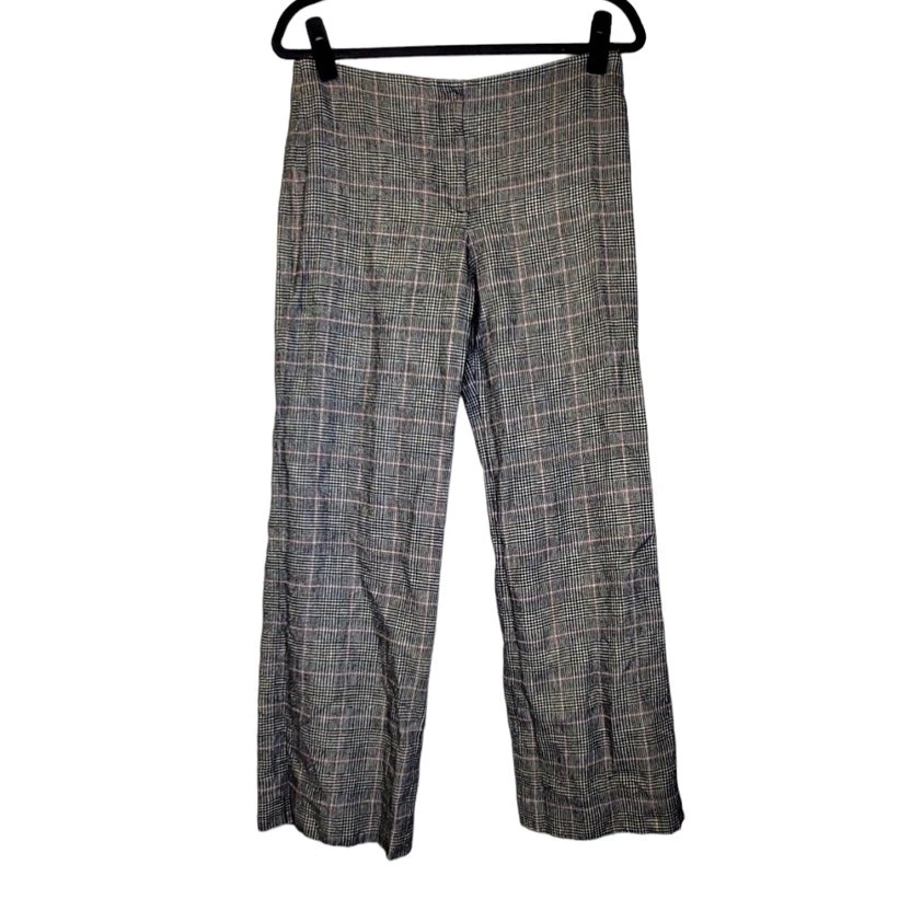 NEW Armani Collezioni 6 Wool Blend Gray Glen Plaid Trouser Pant Academia Career