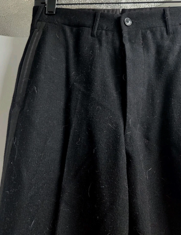 Pantalones de hombre vintage 28x31 negro lana esmoquin 1947 vestido botón mosca Foto 3 de 4