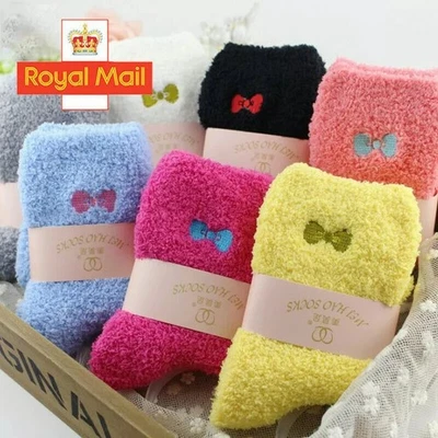 6Pairs Women Ladies Soft Fluffy Bed Socks Winter Warm Lounge Slipper Fleece Sock