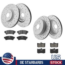 For Lexus GS200T GS350 GS450H Front Rear Drilled Disc Rotors Ceramic Brake Pads