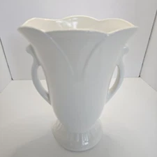 Over And Back Indoor Outfitters Vintage Art Deco White Vase 10"x7.75"x5.25"