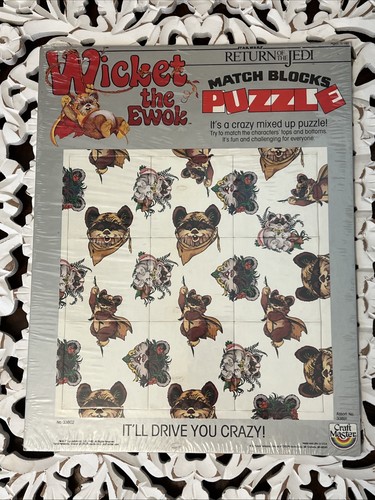 Star Wars 1983 Wicket the Ewok Match Blocks SELLADO Puzzle Return of Jedi 11x14 - Imagen 1 de 4