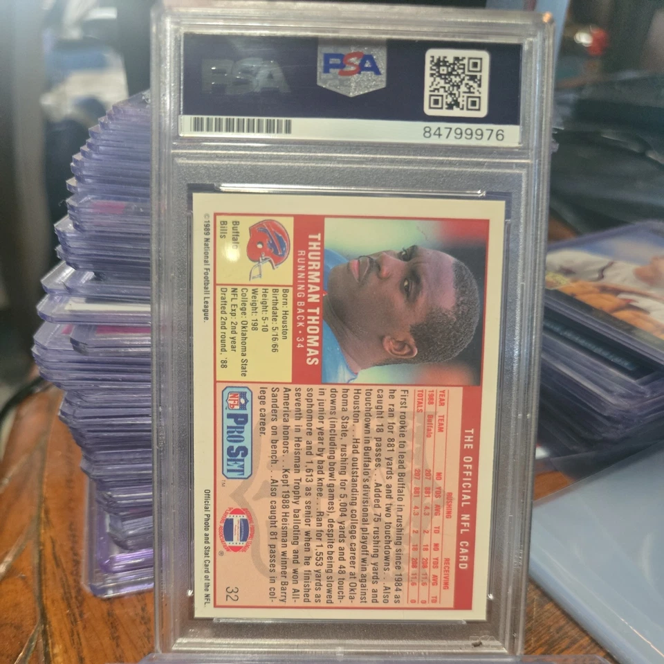 1989 Pro Set - Thurman Thomas #32 (RC) - Image 2 of 3