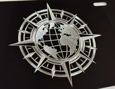 🔥Reflective World Compass Car Tag Diamond Etched Vanity Front License Plate