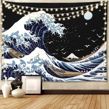 Pentasmile Wall Tapestry for Bedroom Aesthetic Japanese The Great Wave off Ka...