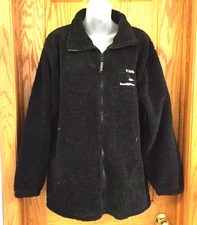 Polar Fleece Jacket Coat Black Logo Whistle Stop Bemidji MN Speckled Thread Med