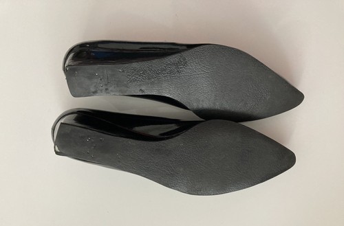 Stuart Weitzman Black Patent Leather Low Wedges Size 7 Pre-Owned - Photo 5/7