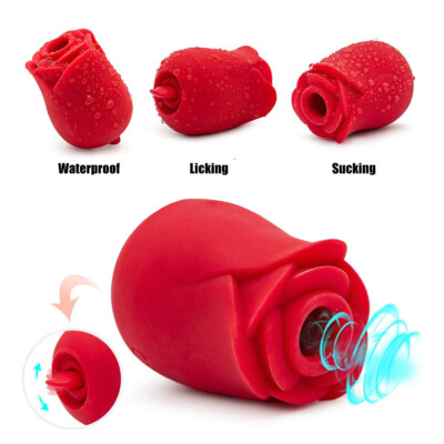 Clit Sucking Pump Rose Vibrator W/Tongue G-Spot Dildo Adult Sex Toys for  Women | eBay