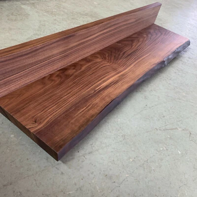 Wandboard Nussbaum L Massiv Holz mit Baumkante Board Regal Steckboard Regalbrett - Bild 1 von 4
