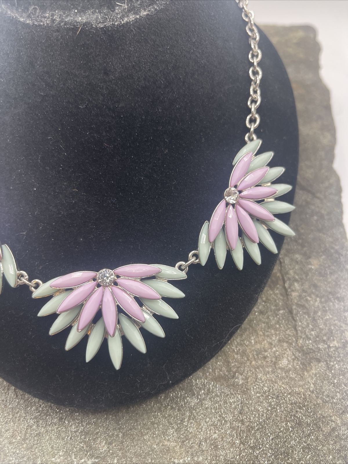 Bib Statement Necklace Multicolored Rhinestone Ch… - image 6