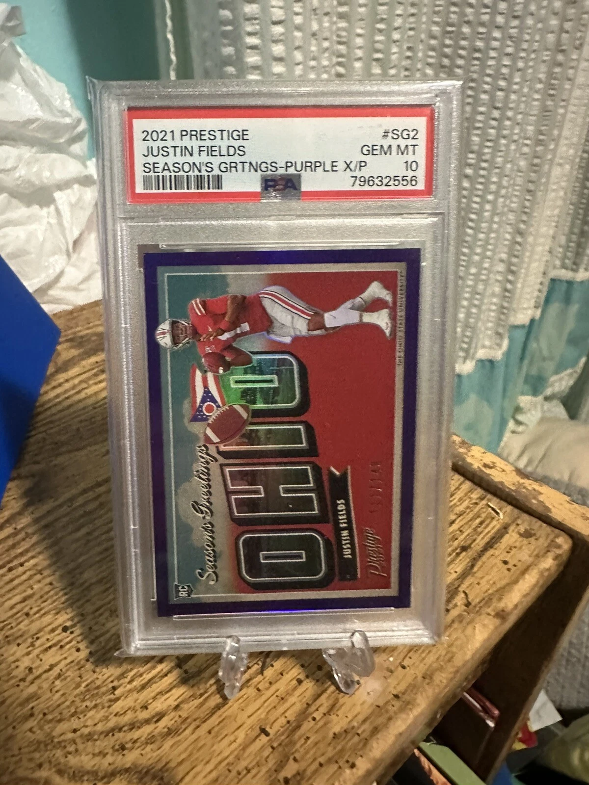 Justin Fields Panini Prestige Season's Greetings #SG2 Purple Xtra Points