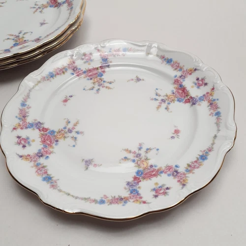 (4) Johann Haviland Germany Bavaria 7-3/4" Inch Gold Trim Salad Plates