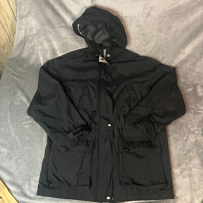 VINTAGE London Fog Jacket Adult Medium Black Full Zip Hood