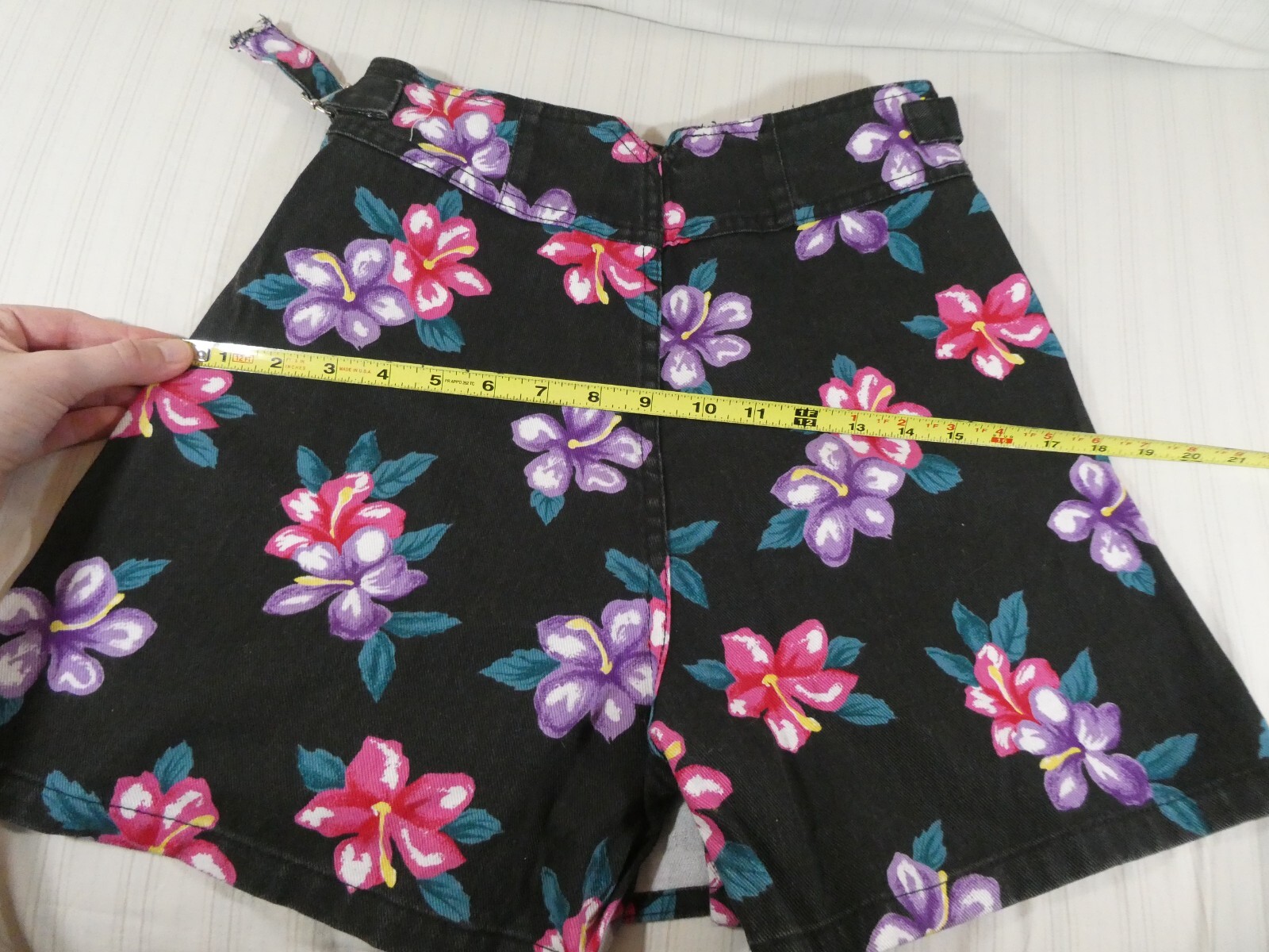 Vintage Sostanza Floral Skort Shorts Skirt Denim Size 8 NEW Black 90s Y2K L1