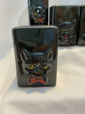 Rare Find Vintage 1950's Shafford Black Cat Spice Jars Gothic