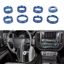 Center Console Switch Knob Trim Ring For Chevy Silverado/GMC Sierra 2014-18 Blue